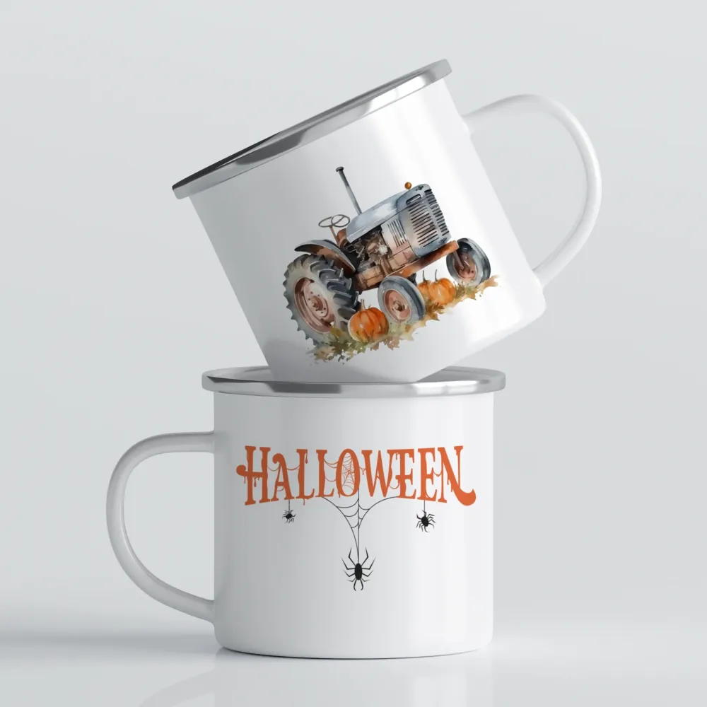 Halloween emaljekrus No6 – Tractor & Pumpkins