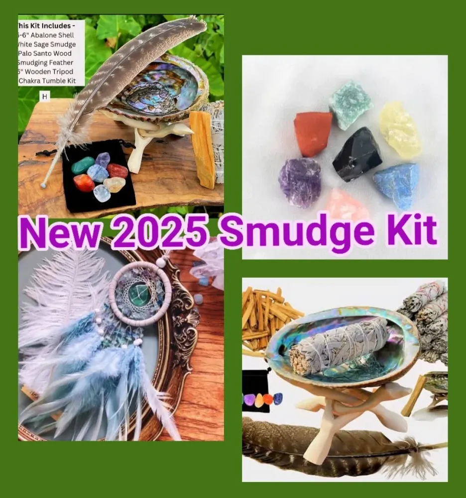 2025 Kampanje Nyhet ! / Premium Smudge Gavesett Husrens & Meditasjon inkl. Indian Mini Crystal Drømmefanger