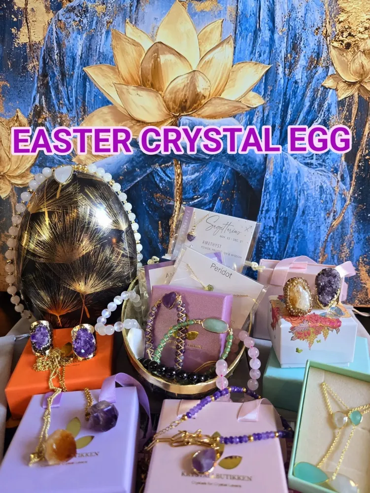 MAGIC CRYSTAL&JEWELRY EASTER EGG 2025 XLARGE SIZE + Crystal Water Bottle ( Verdi Kr. 5500,- )