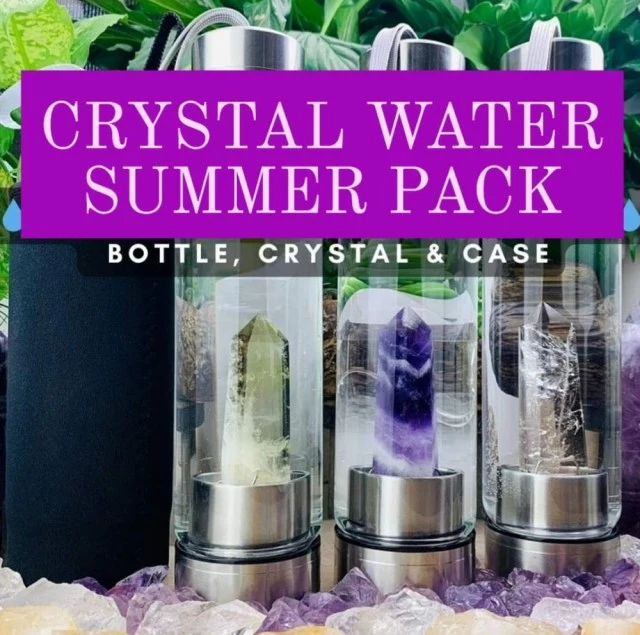 KAMPANJE 3 / 2 stk Tower "Rose Gold" Healing Water Bottle vannflasker med valgfri krystall.