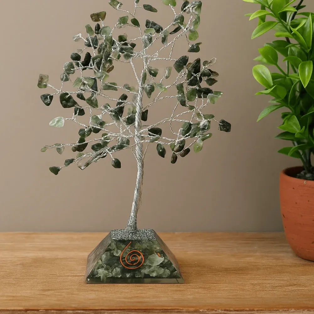 Moss Agate Krystalltre Orgonittbase 160 Edelstener