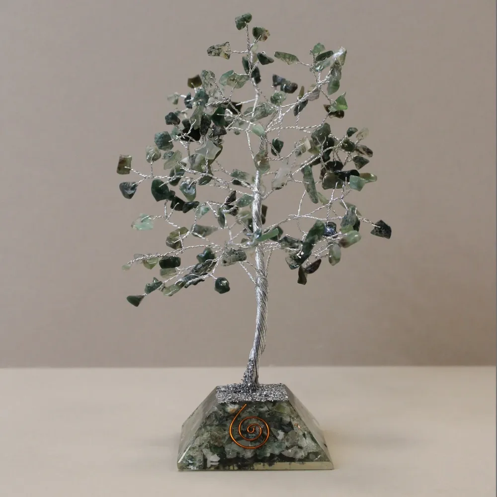 Moss Agate Krystalltre Orgonittbase 160 Edelstener