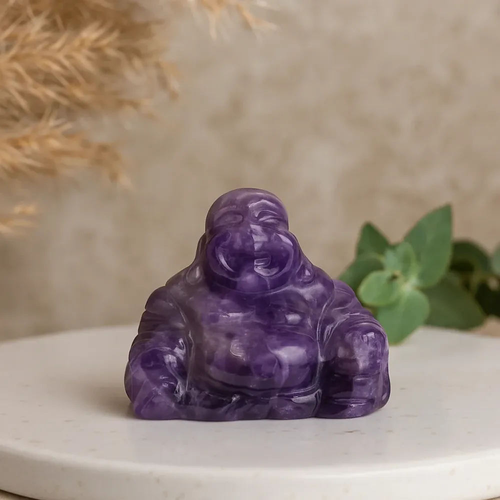 Ametyst Buddha Statue, 35x40x23mm