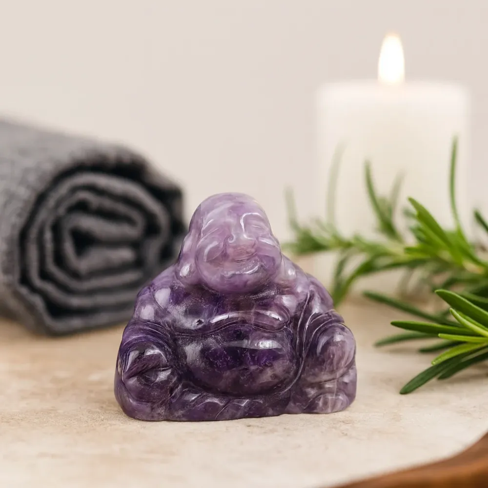 Ametyst Buddha utskjæring 50x40x20mm