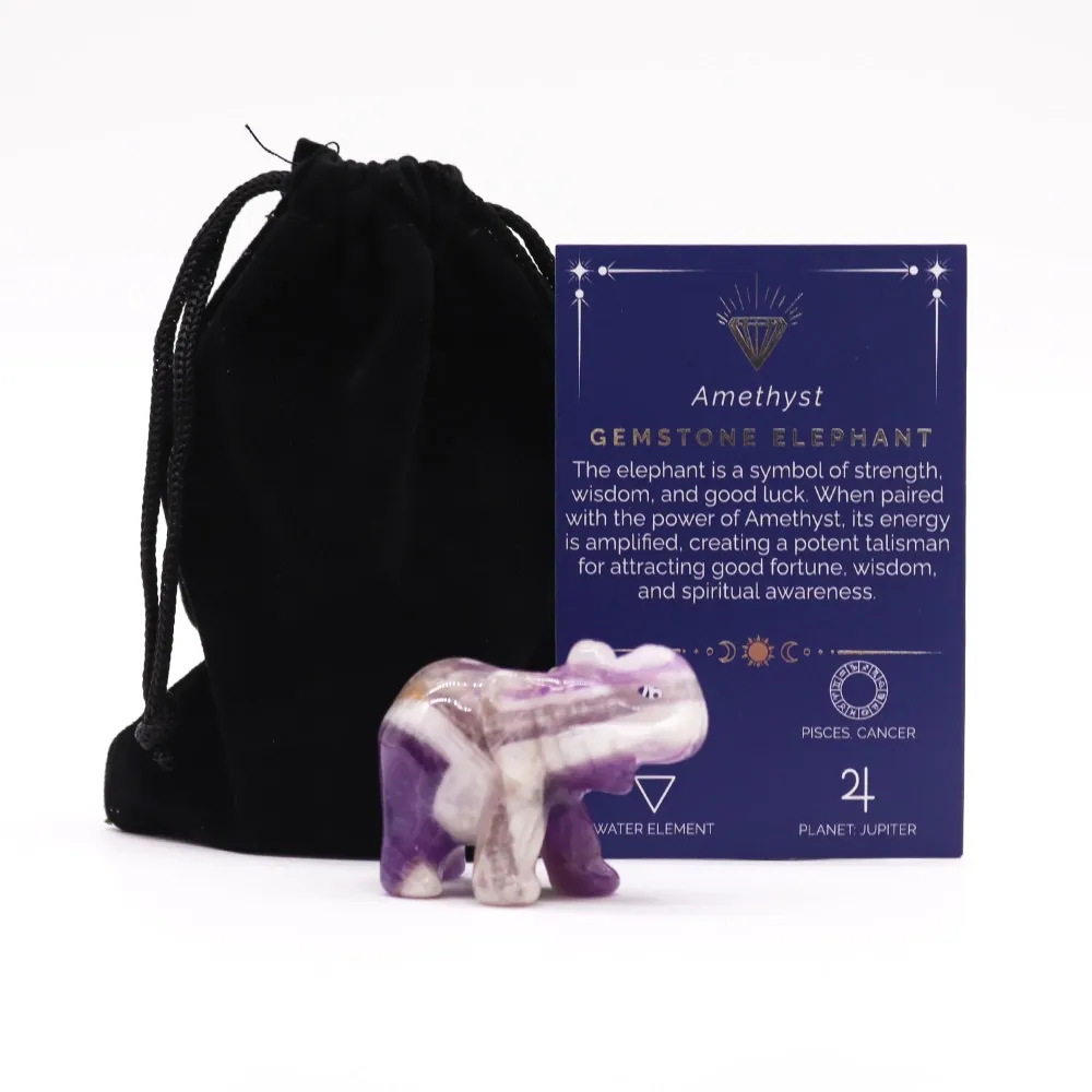Ametyst Lykke Elefant Figur 50x35x25mm