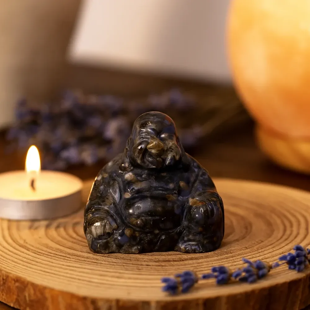 Buddha Statue Que Sera Stone Liten 35x40x23mm