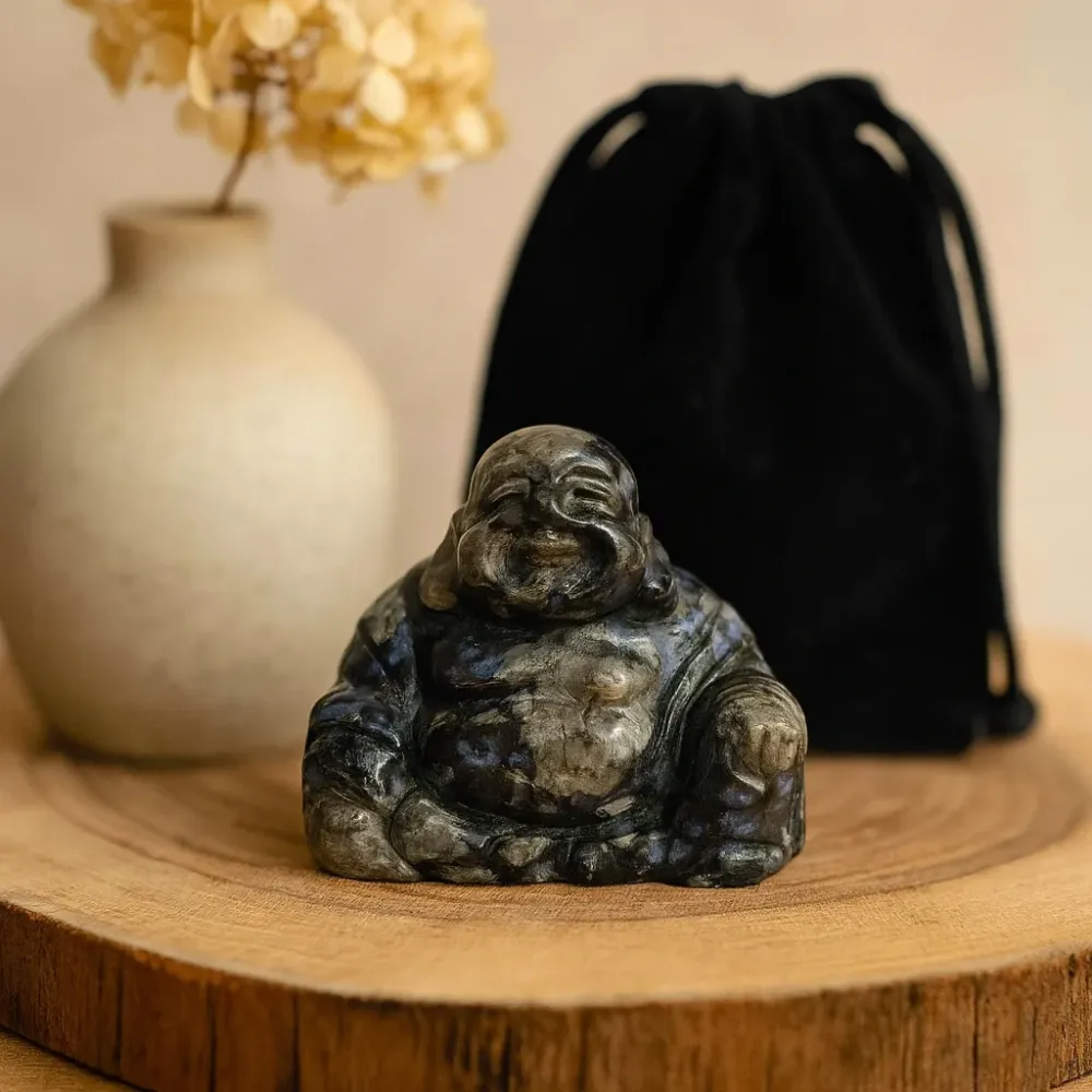 Que Sera stein Buddha statue 50x40x20mm