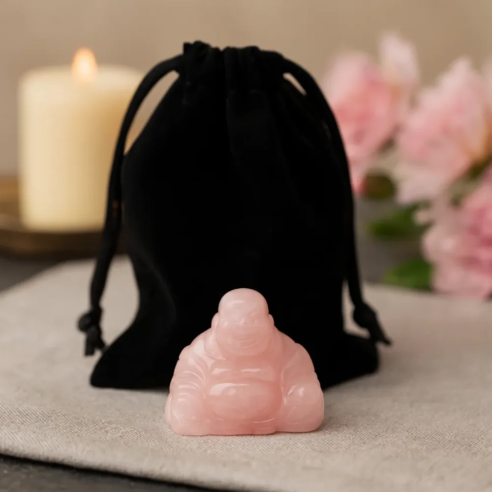 Rosenkvarts Buddha-figur – 35x40x23 mm