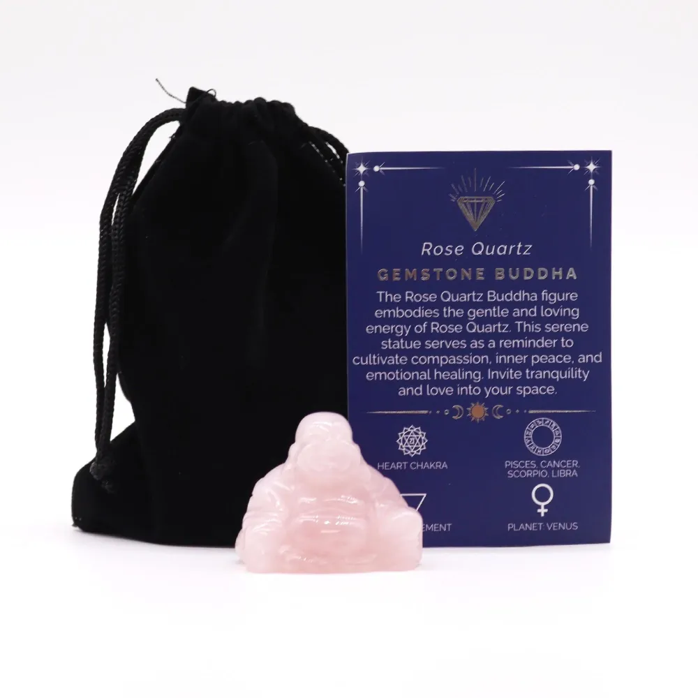 Rosenkvarts Buddha-figur – 35x40x23 mm