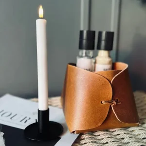 Håndlaget kurv - Cognac 15x15x15 cm