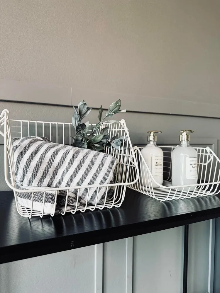 Kurv til oppbevaring - Hvit stablebar LARGE