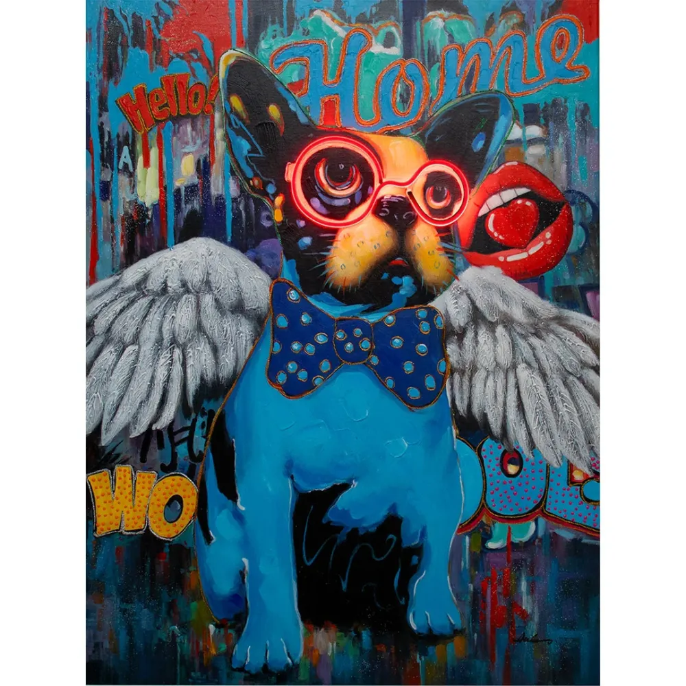 'Dog Wings' Wall Artwork LED Neon - SMALL
