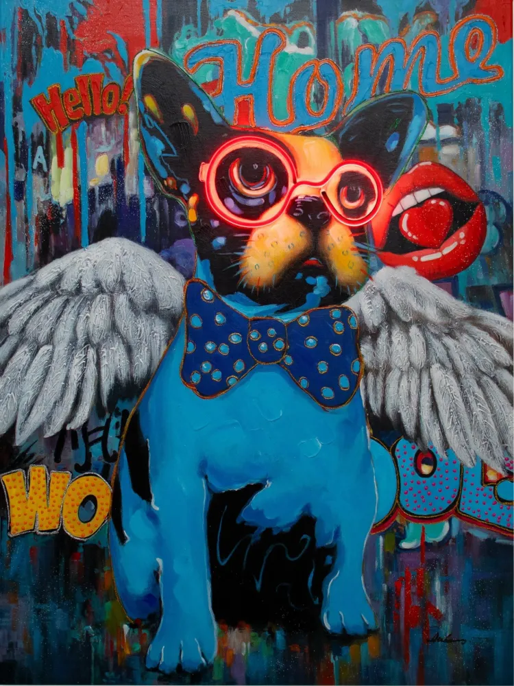 'Dog Wings' Wall Artwork LED Neon - STANDARD