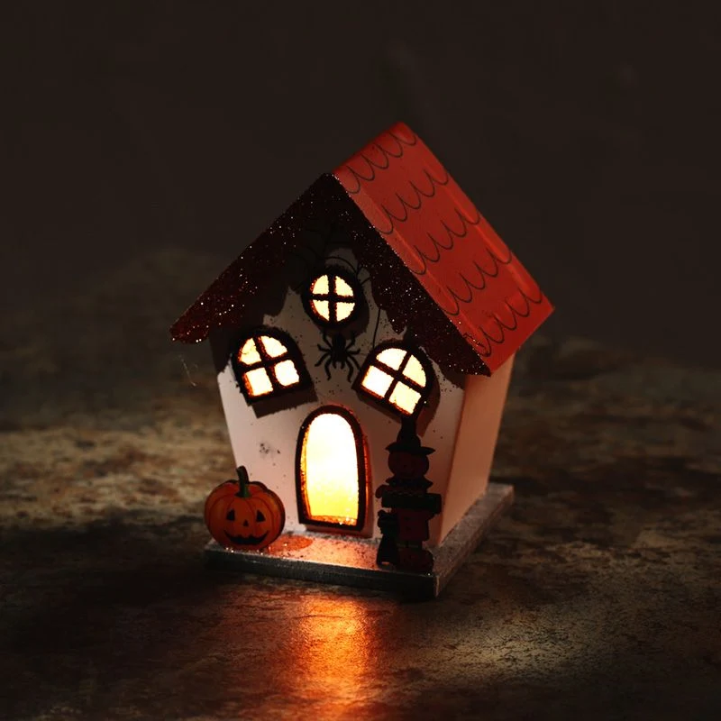 Halloween LED-dekorasjon edderkopp gresskar hus glitter