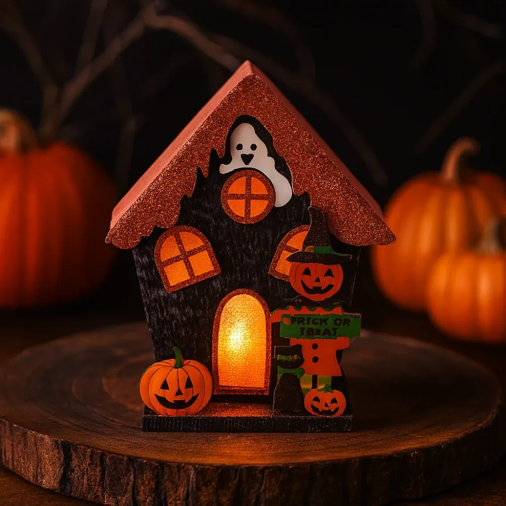 LED Halloween gresskar husdekorasjon med biologisk nedbrytbar glitter