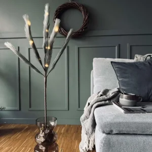 Blomst med LED-lys 90 cm - Grå