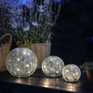 Glasskuler med solceller – Sett med 3 stk