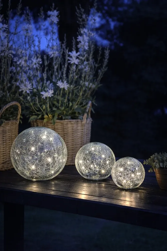 Glasskuler med solceller – Sett med 3 stk