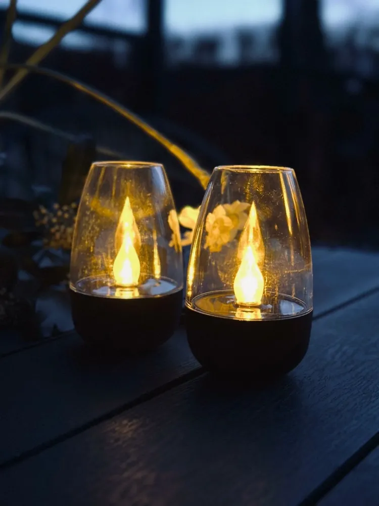 Lysestaker med solceller – Sett med 2 stk