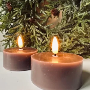 LED telys JUMBO 2 stk - Grå / Taupe voks