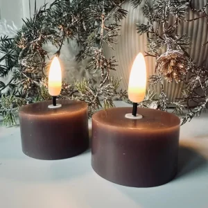 LED telys 2 stk - Grå / taupe voks