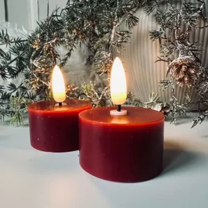 LED Telys 2 stk - Rød voks
