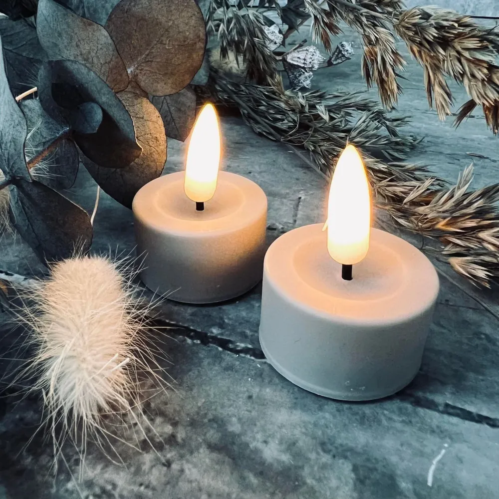 8 Stk LED fyrfadslys - Varm grå inkl. fjernkontroll