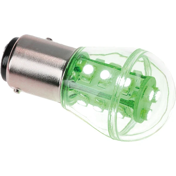 Nautacled, Navigasjons LED-pære BAY15D, Grønn, 1,3 W, 10-35 V, 48 mm
