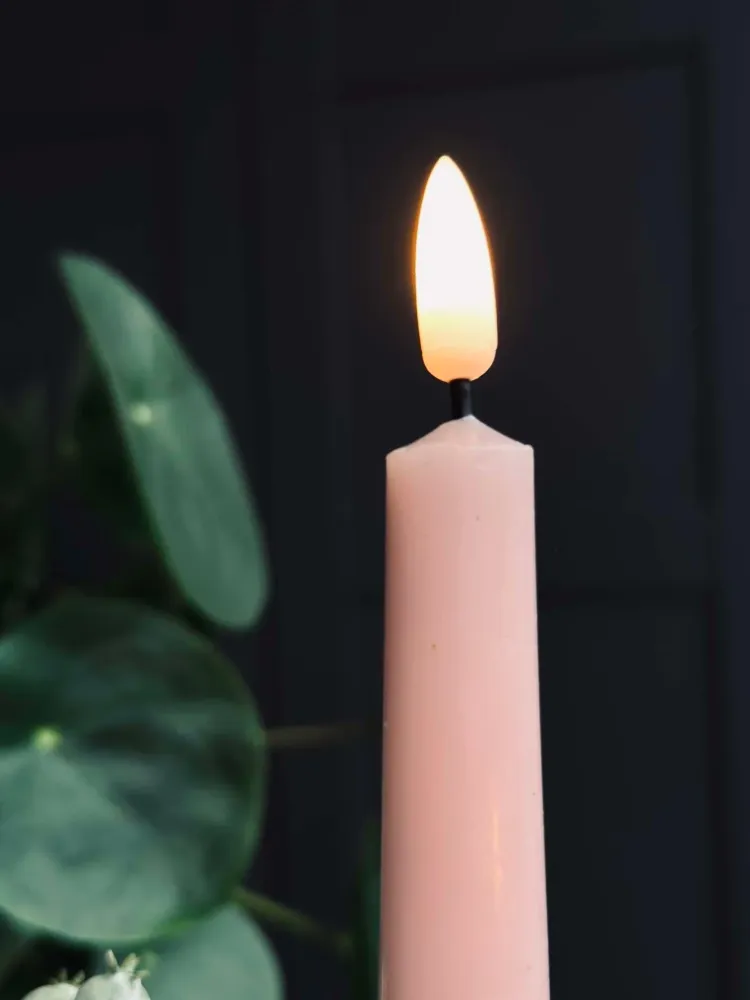 LED Kronelys Rosa - 2 stk