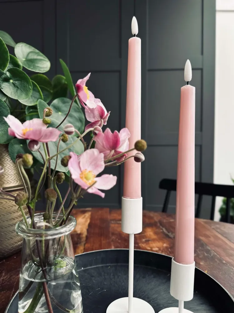 LED Kronelys Rosa - 2 stk