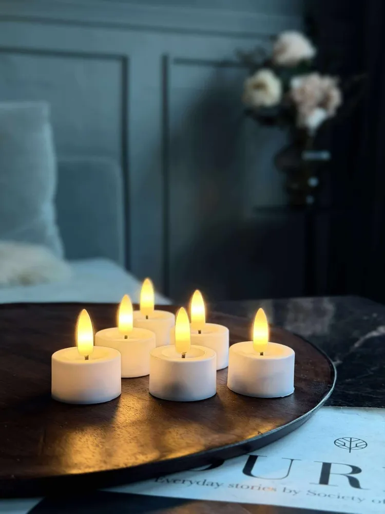 LED telys 6 stk + Fjernkontroll med timer