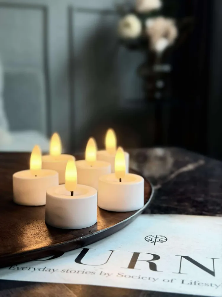 LED telys 6 stk + Fjernkontroll med timer