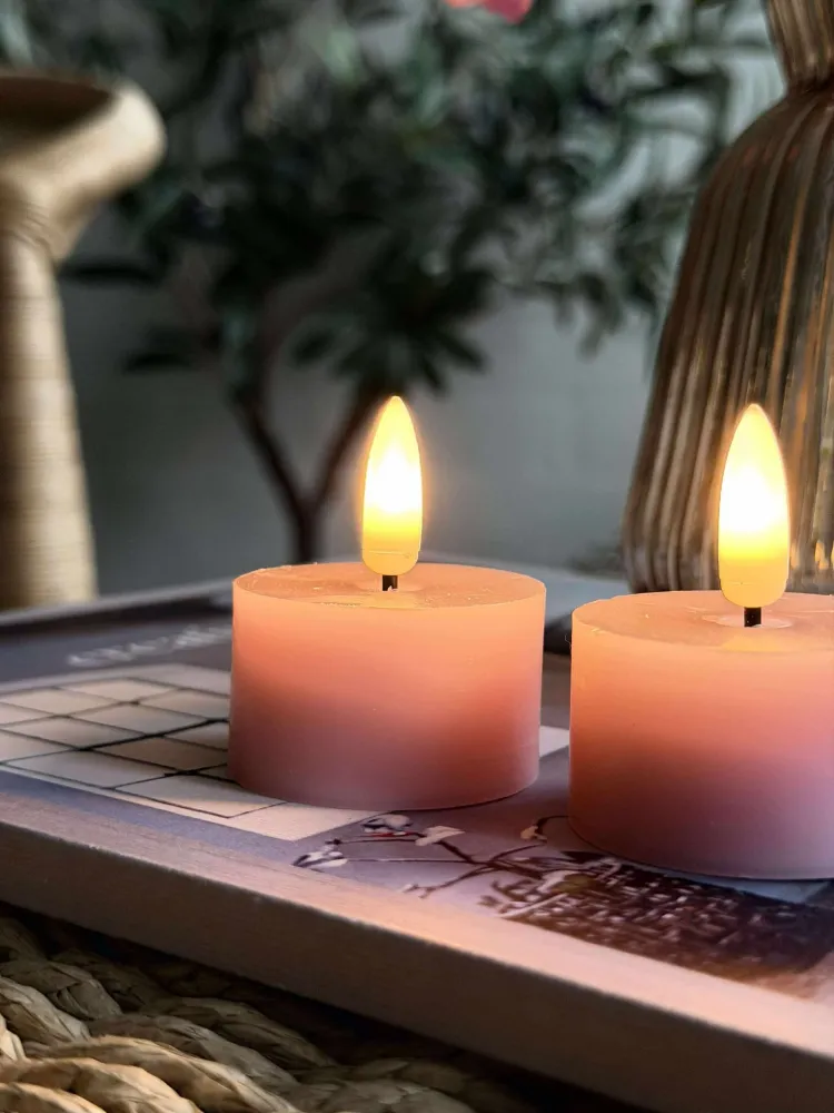 LED Telys 2 stk - Rosa voks