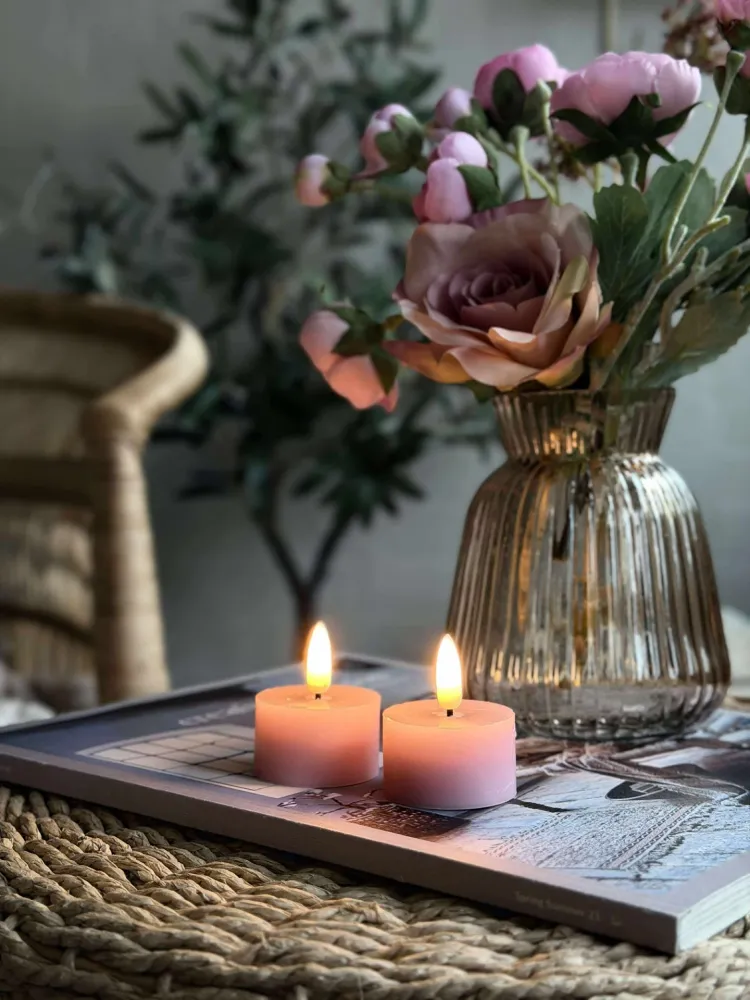 LED Telys 2 stk - Rosa voks
