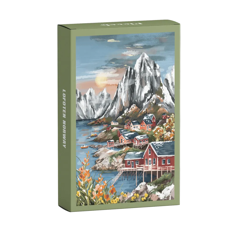 Minipuslespill Lofoten – Illustrert av Claire Morris (99 brikker)
