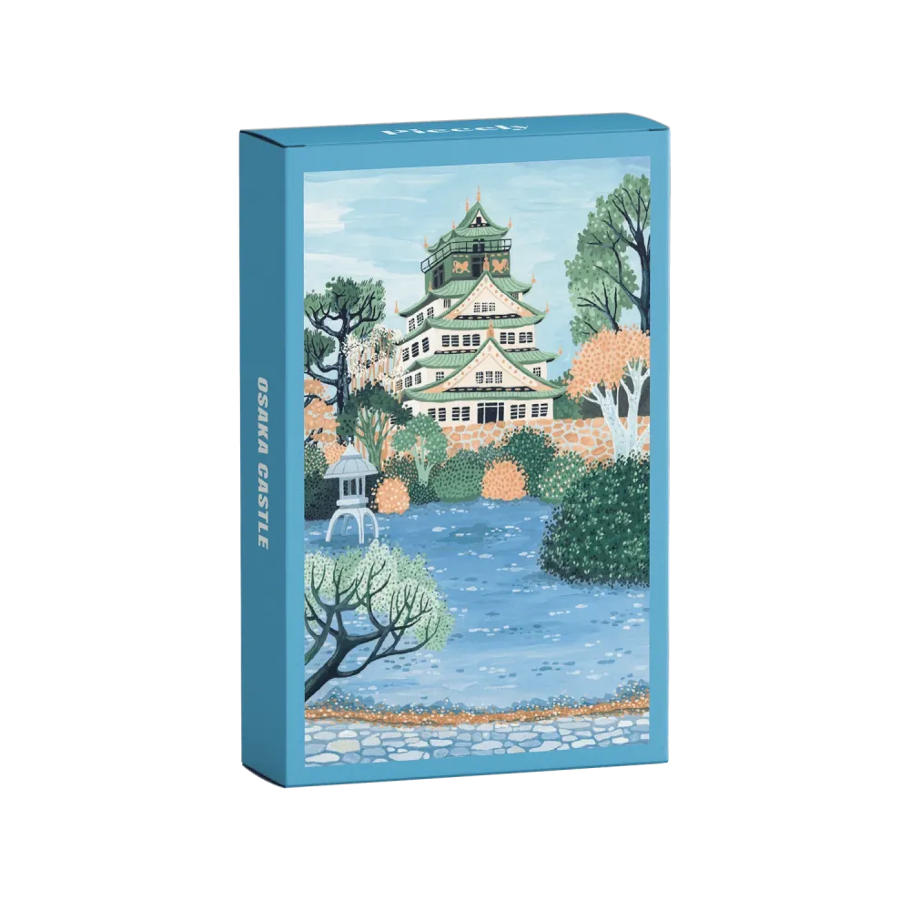 Minipuslespill Osaka Castle – Illustrert av Ellen Gözel-Niehoff (99 brikker)