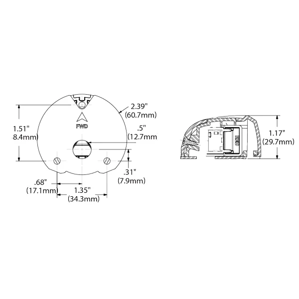Attwood, LED-lanterne toppmontert dobbel 12V, 2NM, 225º, 29,7 mm