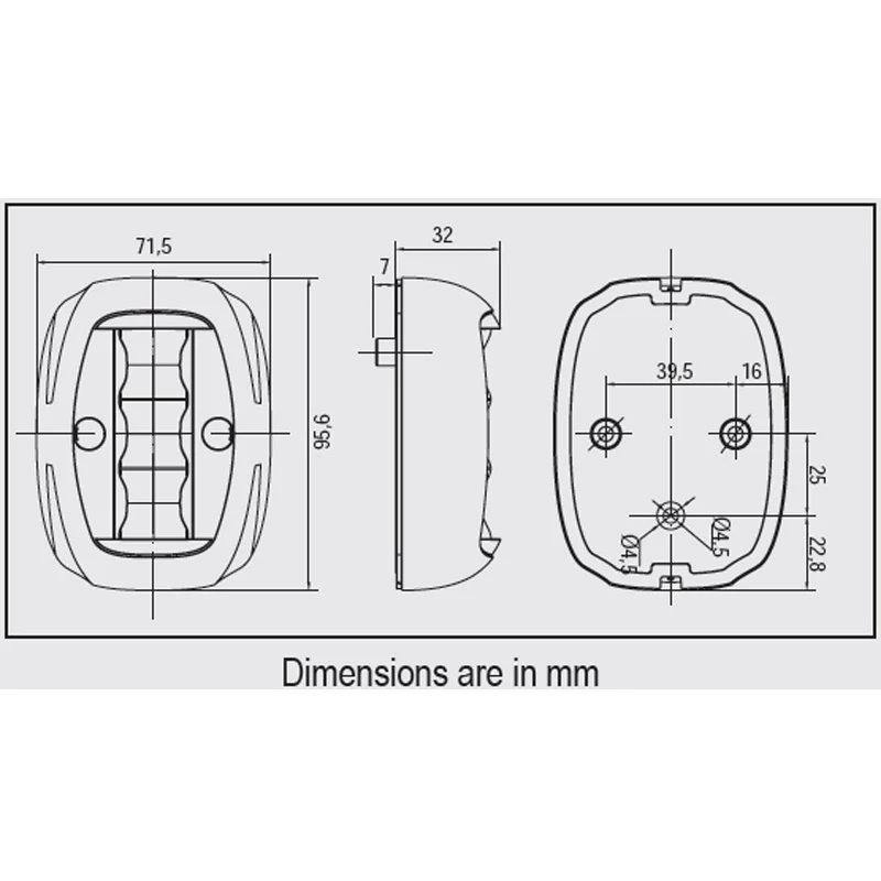 Lalizas, FOS LED-lanterne akter, 12/24V 1,5W, IP67, 2NM, svart