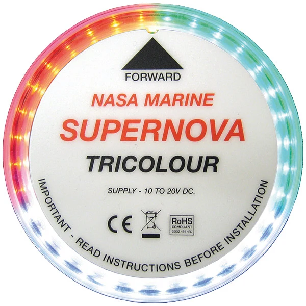 Nasa, Supernova LED-lanterne, 360° 3 farger Rød/Grønn/Hvit, IP65, Ø: 91 mm x H: 113 mm, 12V, 2,4W