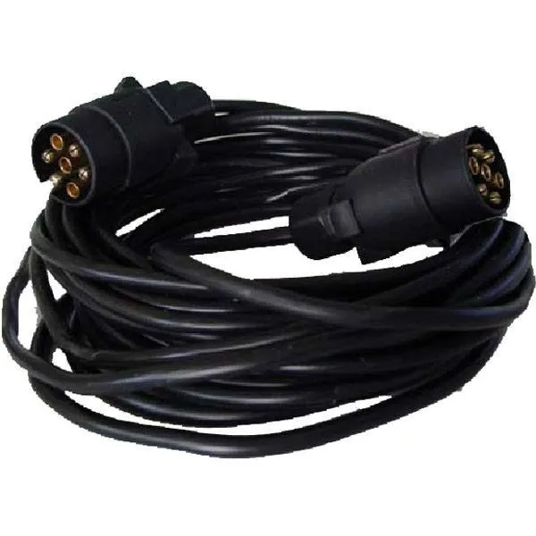Kabel 7-pins kontakt tilhengerlys, 8 m, Sort