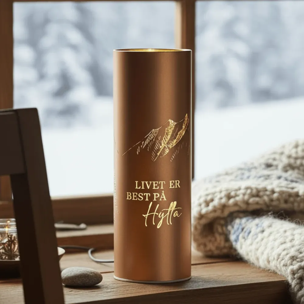 Lyslykt LED Livet på hytta brun 9 x 25 cm