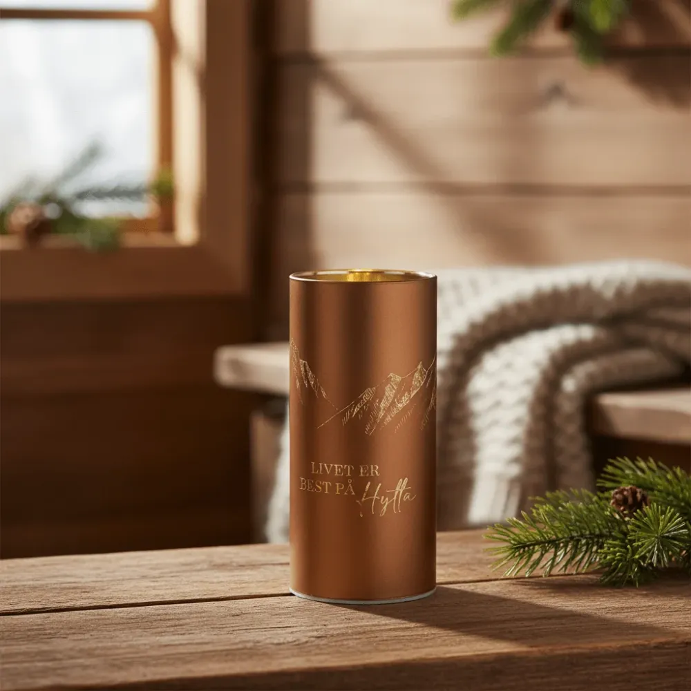 Lyslykt LED Livet på hytta brun 7 x 15 cm