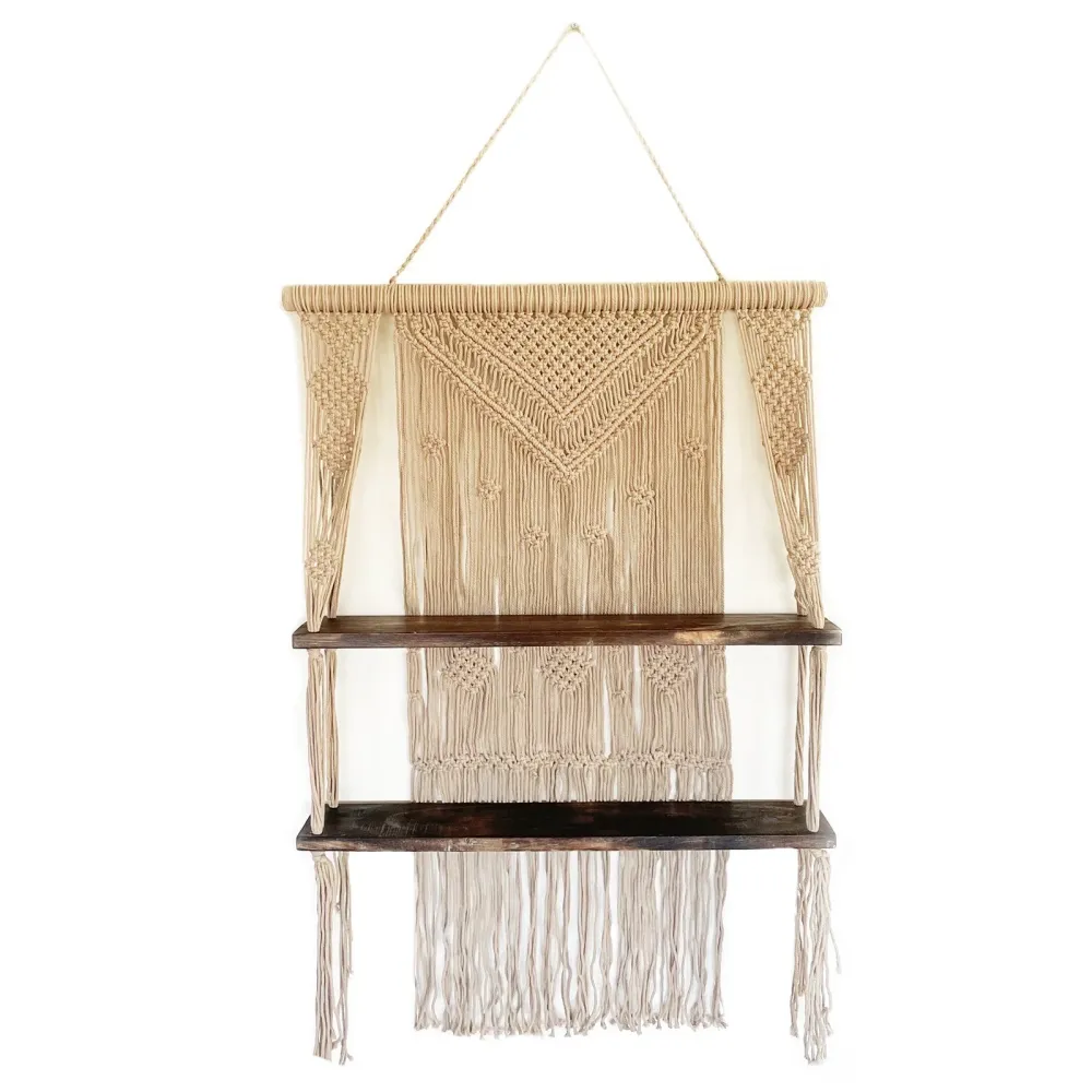 Macramé hengende hyller, brun