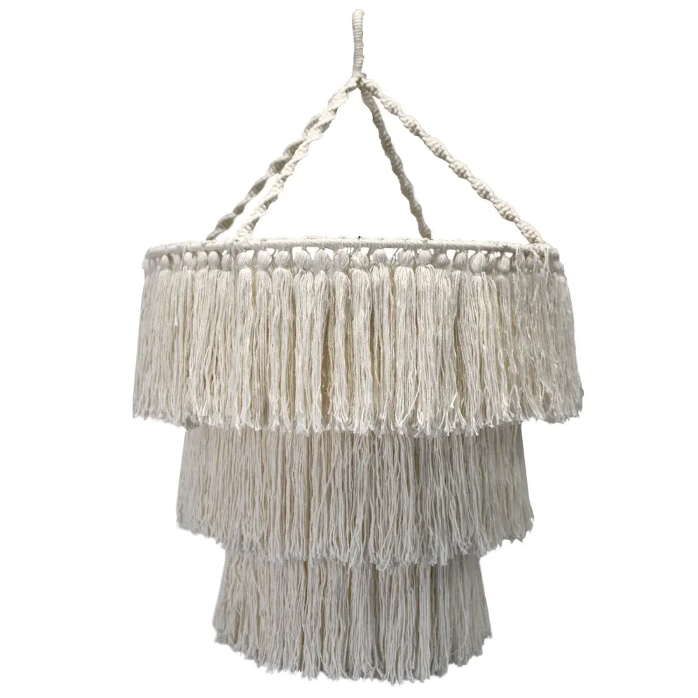 Macrame lysekrone, naturlig