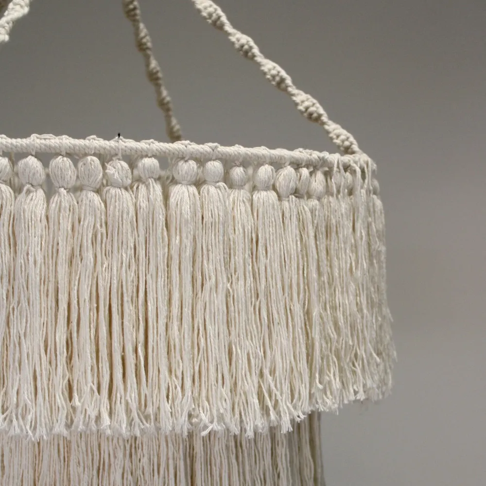 Macrame lysekrone, naturlig