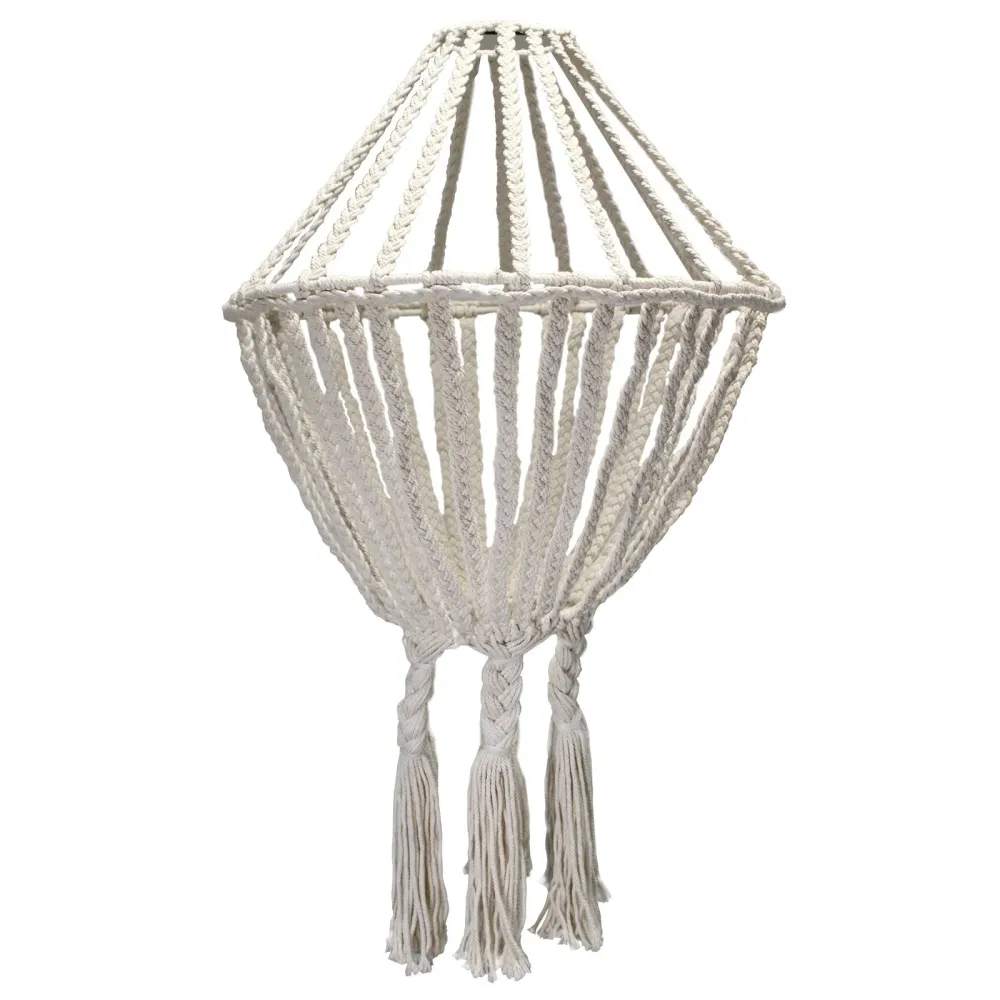 Macrame lysekrone stor dråpe naturlig