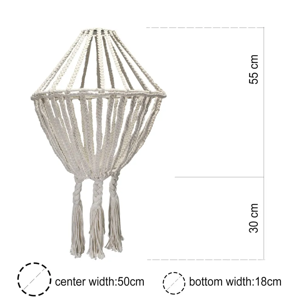 Macrame lysekrone svart stor dråpe