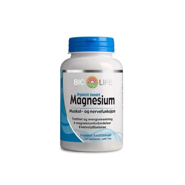 Bio-Life Magnesium | 120 kapsler – Fire typer biotilgjengelig magnesium muskler og energi