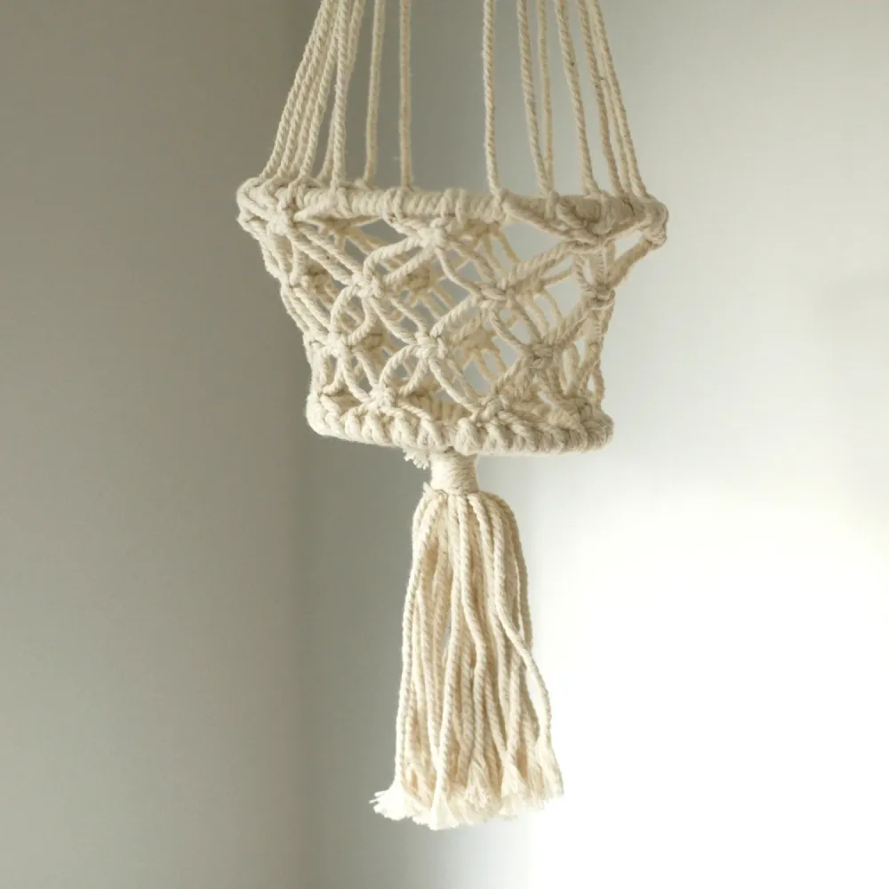 Macramé plantehenger enkelt lite potte