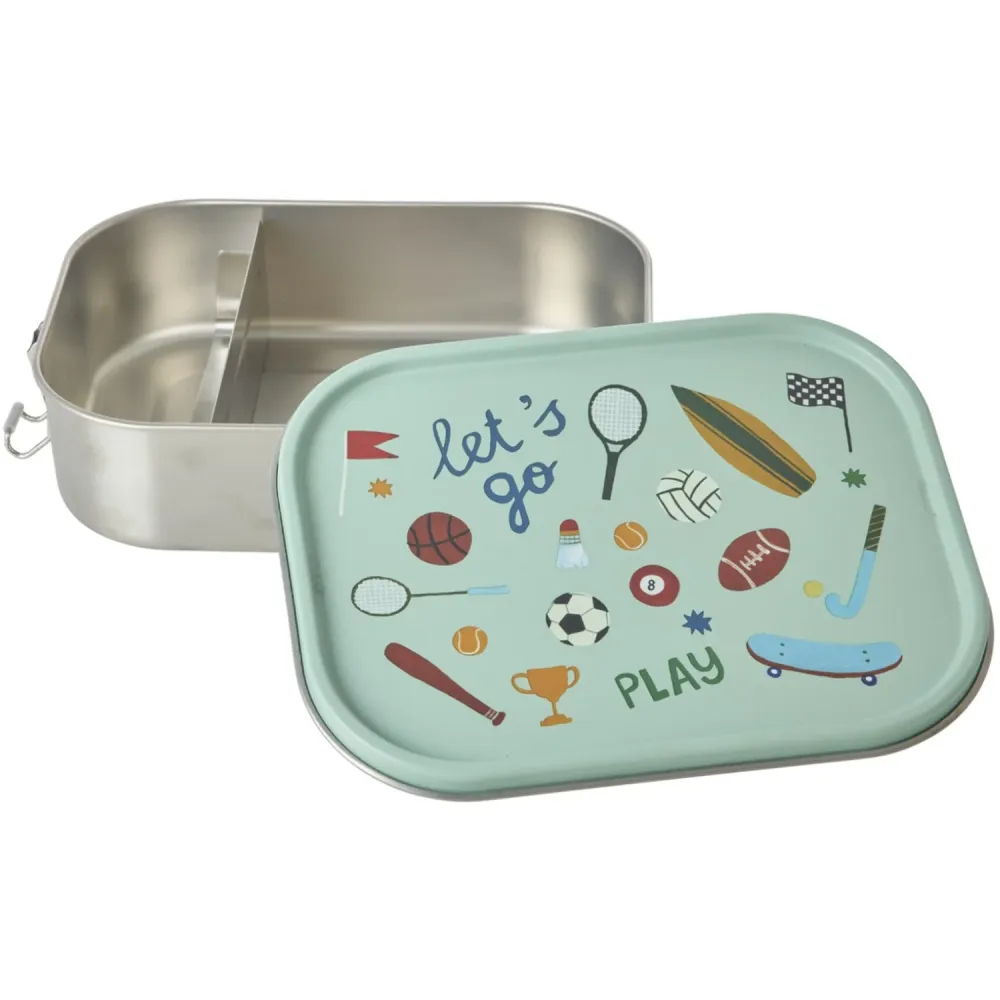 Rice Sports Print Stainless Steel Lunchbox Moveable Divider Large 1400 Ml